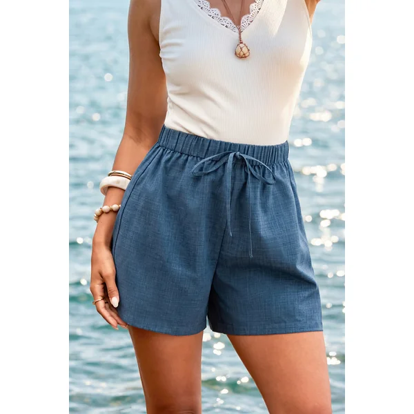 Short bleu jambe droite