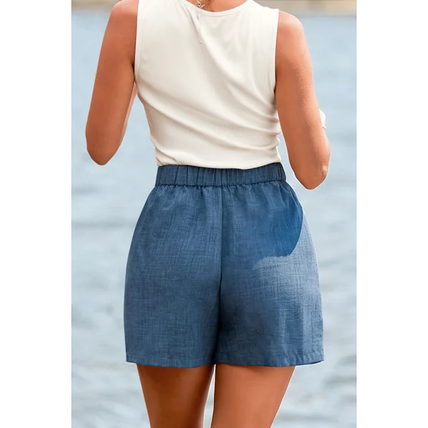 Short bleu jambe droite
