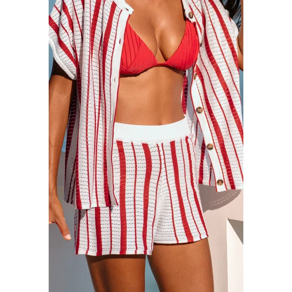 Short cover up de plage rayé au style gourmand