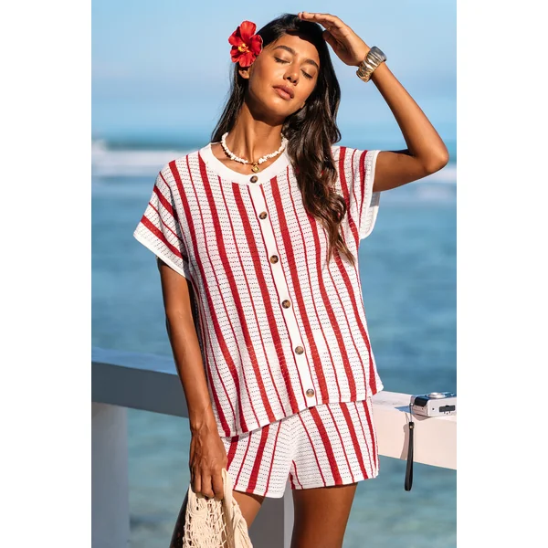 Short cover up de plage rayé au style gourmand