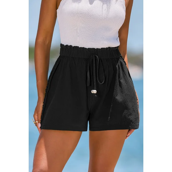 Short cover up noir jambe large taille élastique