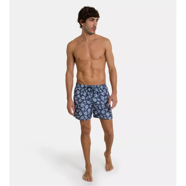 Short de bain fleuri pour homme Bleu Marine