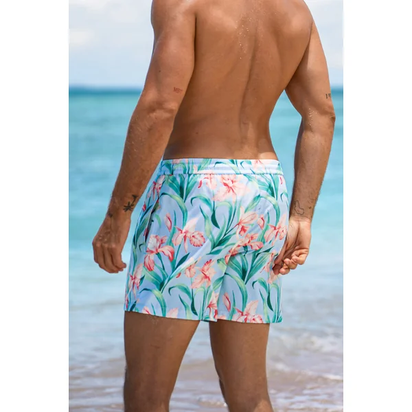 Short de bain floral à poches cordon