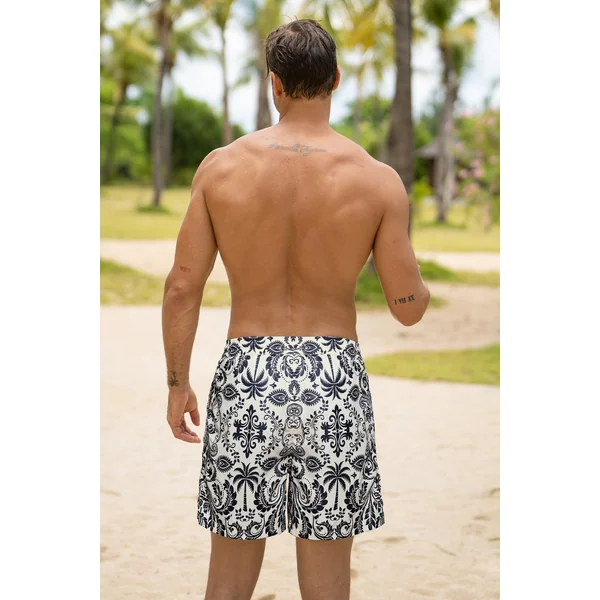 Short de bain géométrique cordon
