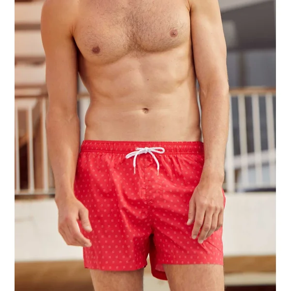 Short de bain imprimé Rouge