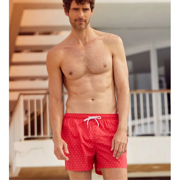 Short de bain imprimé Rouge