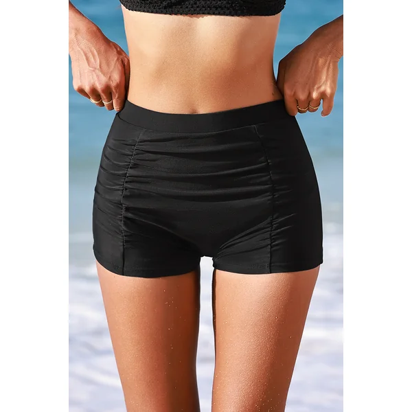 Short de bain taille haute ventre plat noir