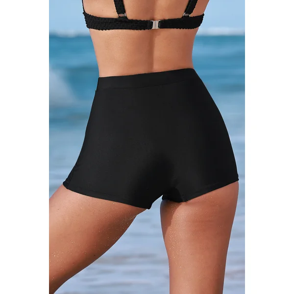 Short de bain taille haute ventre plat noir