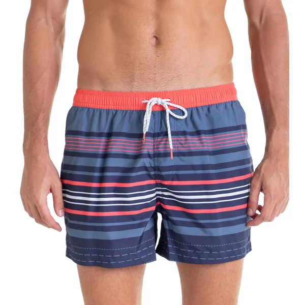 Short de bain à rayures B11 Bleu Marin