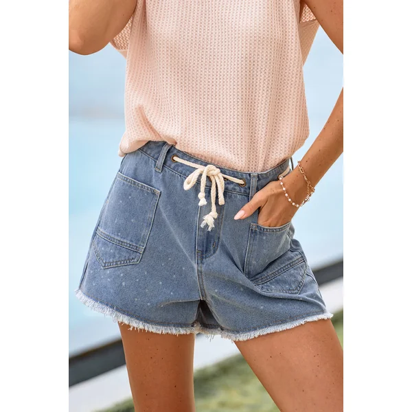 Short denim à cordon