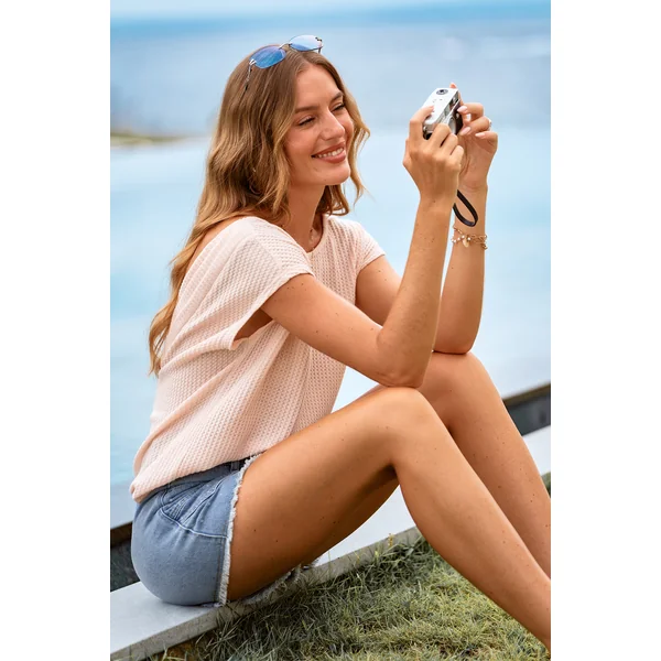 Short denim à cordon