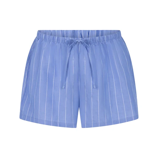 Short en coton rayé - Bleu
