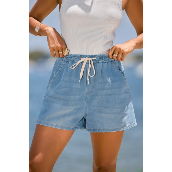 Short en denim bleu à poche