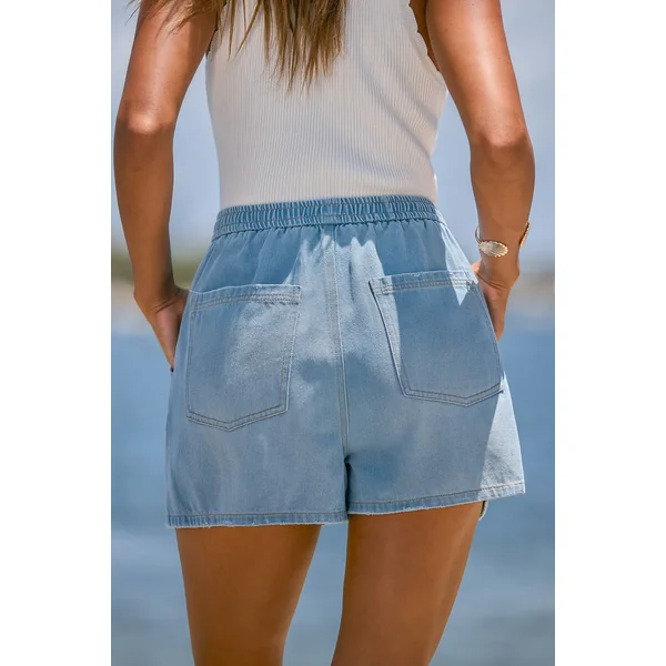 Short en denim bleu à poche