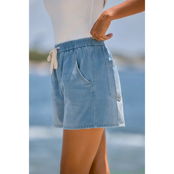 Short en denim bleu à poche