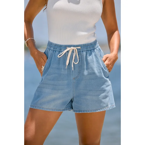 Short en denim bleu à poche