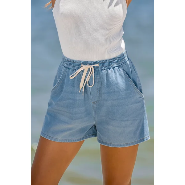 Short en denim bleu à poche