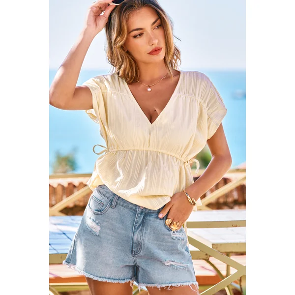 Short en denim effet délavé à poches