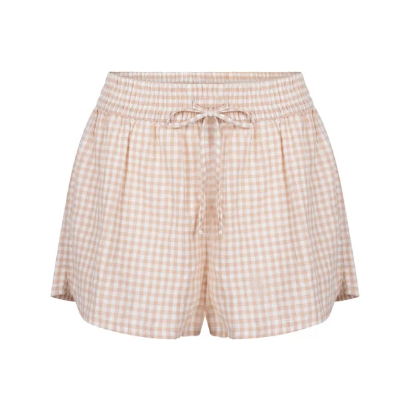 Short en lin à carreaux - Blanc
