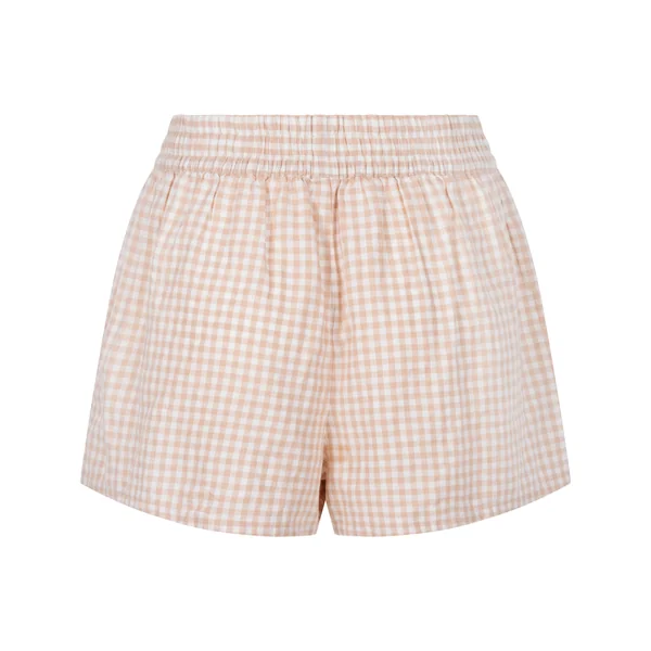 Short en lin à carreaux - Blanc