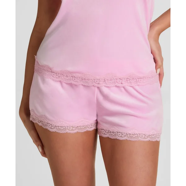 Short en velours à dentelle - Rose