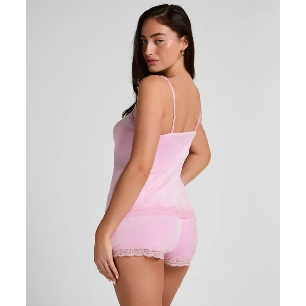 Short en velours à dentelle - Rose