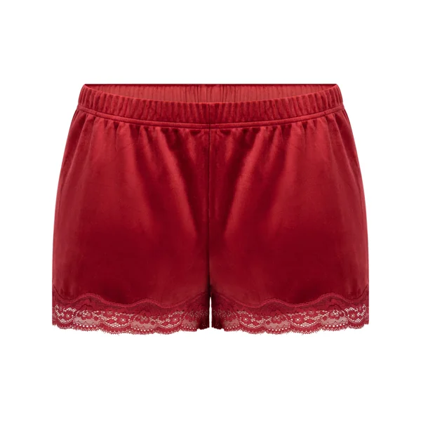 Short en velours à dentelle - Rouge