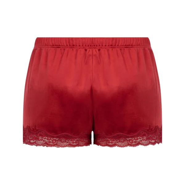 Short en velours à dentelle - Rouge