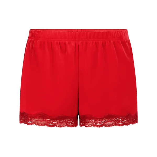 Short en velours à dentelle - Rouge
