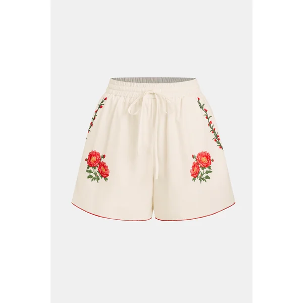 Short fleuri jambe évasée
