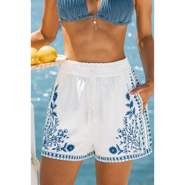 Short floral taille élastique