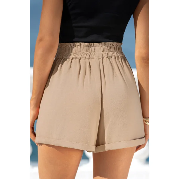 Short kaki taille smockée