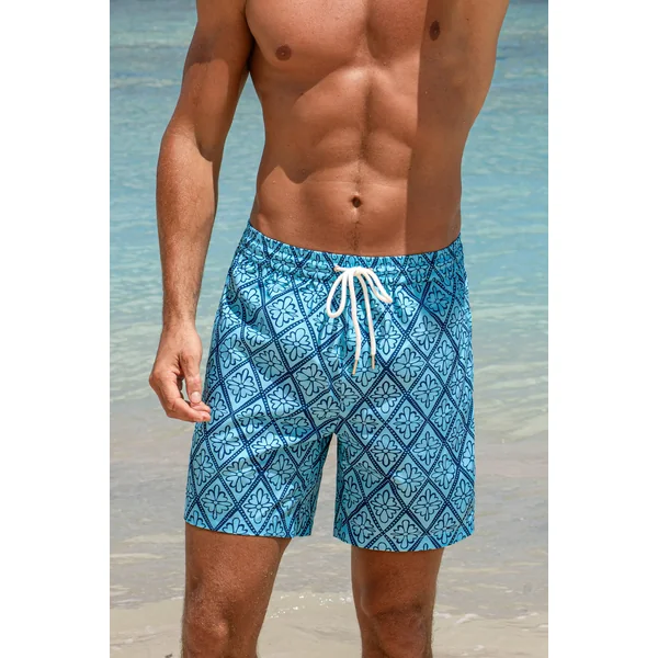 Short orné bleu