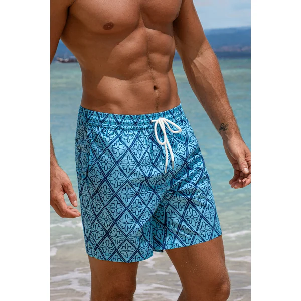 Short orné bleu