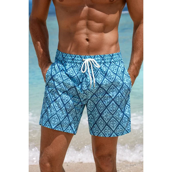 Short orné bleu