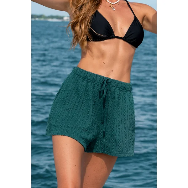 Short turquoise taille élastique jambe large