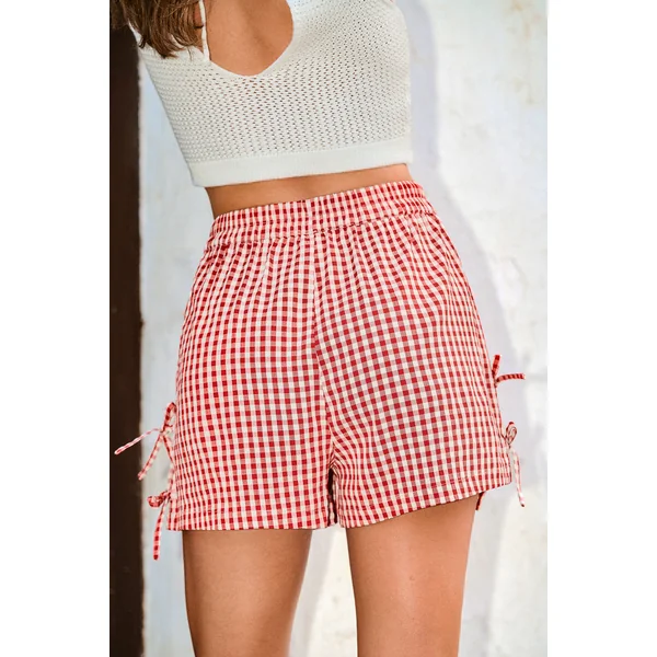 Short à carreaux taille élastique