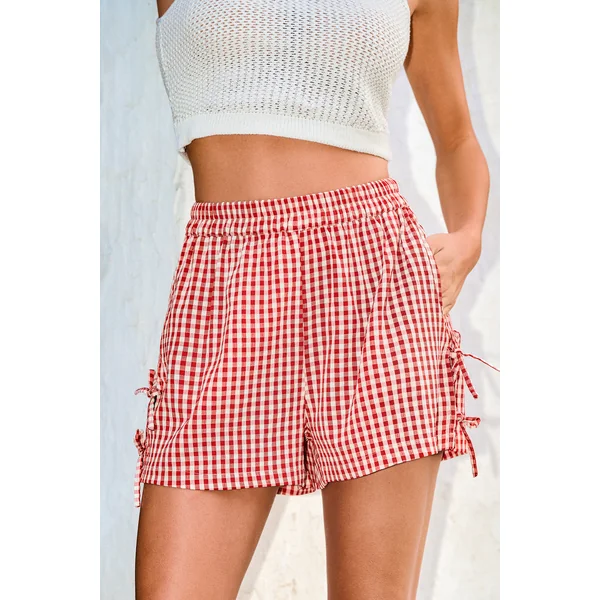 Short à carreaux taille élastique