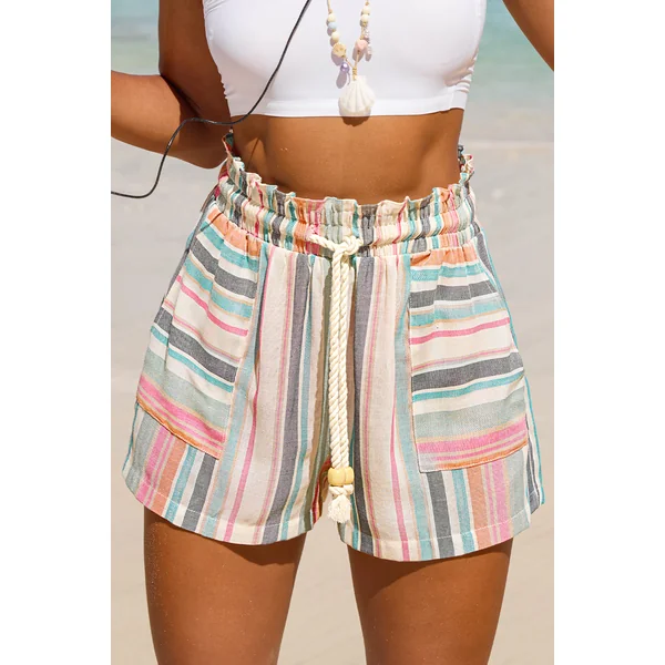 Short à rayures jambe large