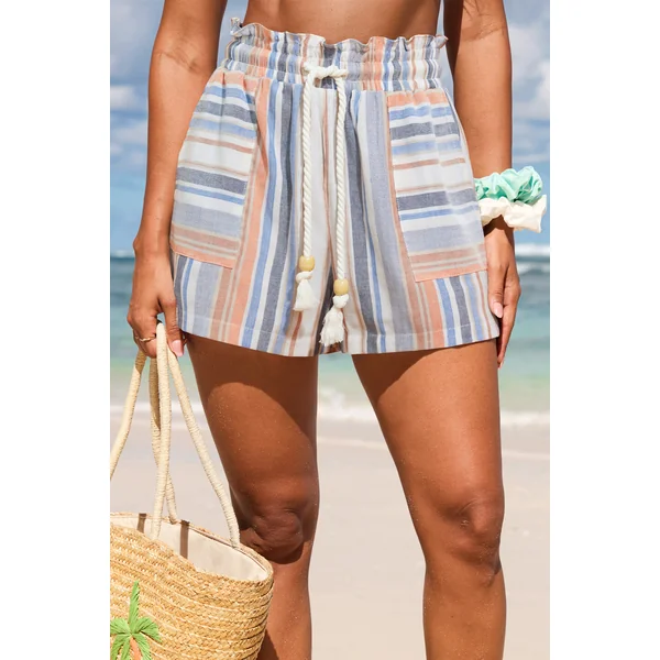 Short à rayures taille élastique