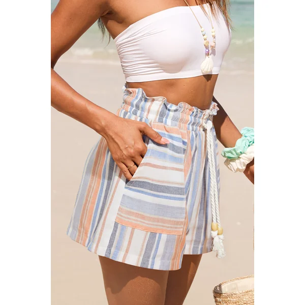 Short à rayures taille élastique
