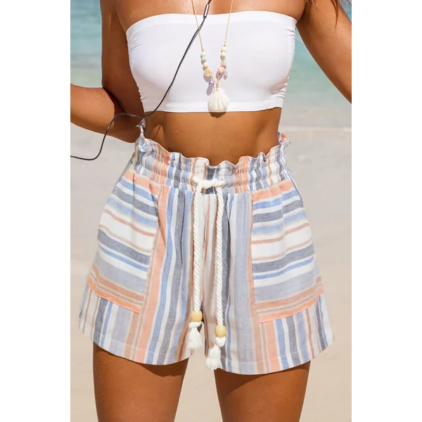 Short à rayures taille élastique