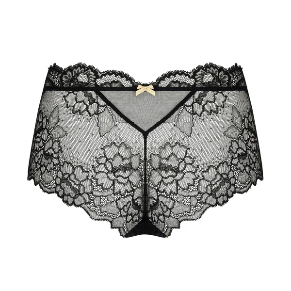 Shorty dentelle noire et broderie dorée Sublime en Or Noir Éclat