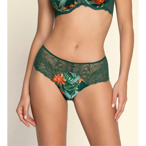Shorty en dentelle verte et imprimé floral Tropique en Fleurs Nature Tropic