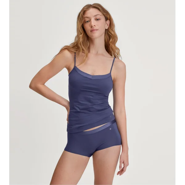 Shorty femme bleu en coton ceinture satinée Cate Cobalt Blue