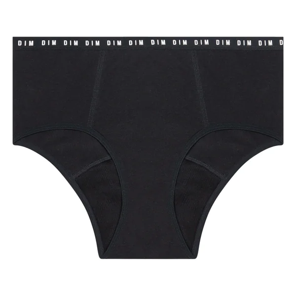 Shorty menstruel lavable en coton bio noir Flux moyen Dim Protect