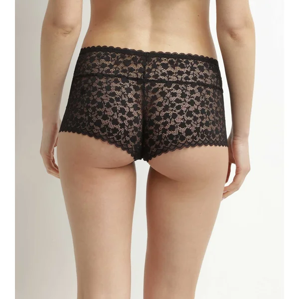 Shorty pour femme en dentelle florale Noire Daisy Lace