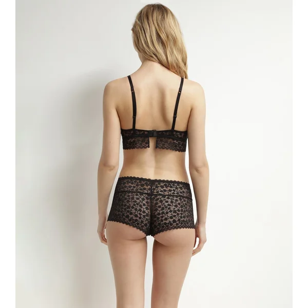Shorty pour femme en dentelle florale Noire Daisy Lace