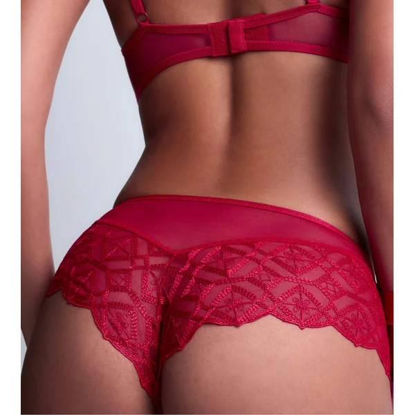 Shorty rouge en tulle brodé Sense of illusion