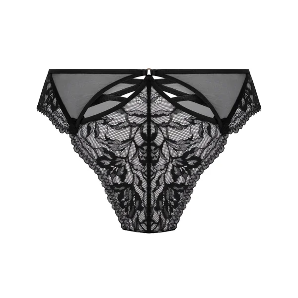 Slip brésilien ouvert à l'entrejambe Amel - Noir